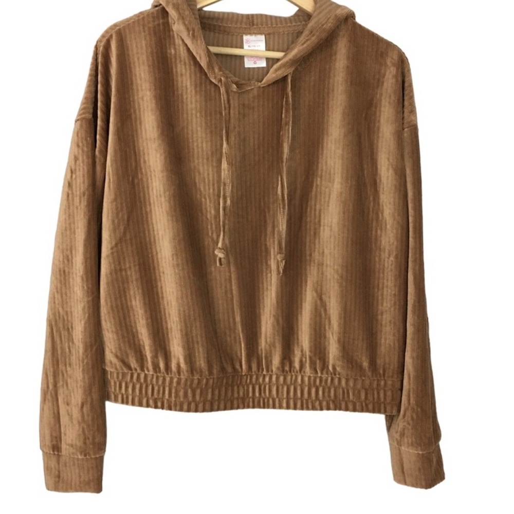 No Boundaries Tan Ribbed Hoodie